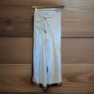 Kona Sol White Gauze Wrap Pants Women Medium Tie Front Wide Leg Beach
